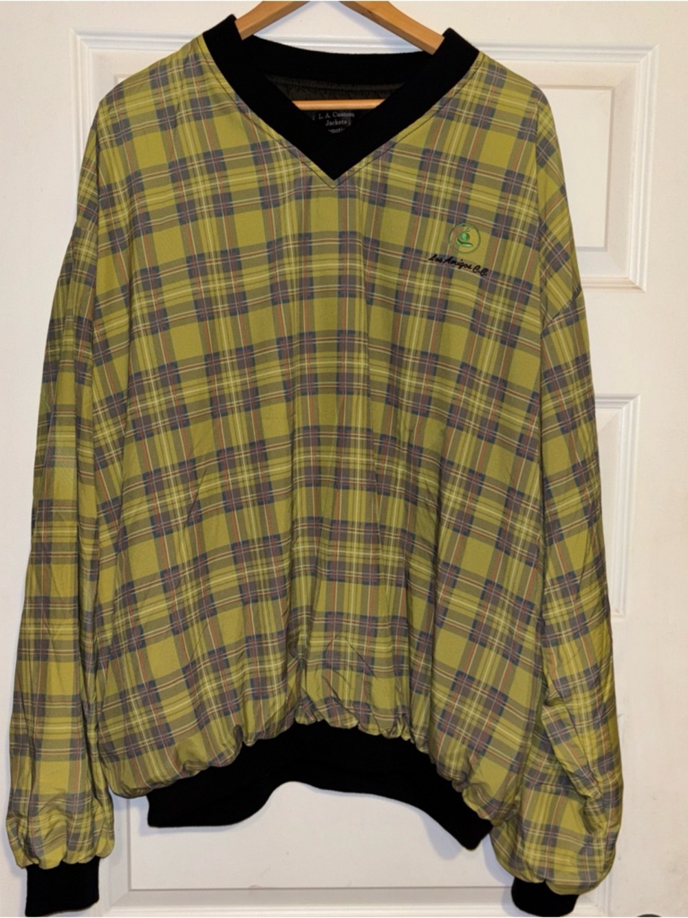 Vintage Green Pull Over los amigos country club Plaid V Neck Jacket 3xl